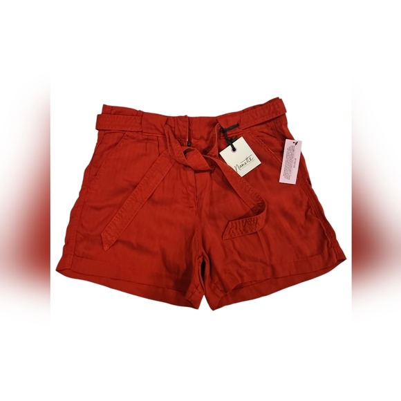 Nanette Lepore NWT SZ 8 Colorful Red 4" Paperbag Shorts W/Pockets And Tie Belt - Picture 1 of 10